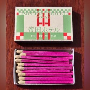 Vintage Matchbox Imperial Hotel Tokyo Grill Prunier Frank Lloyd Wright * DENTED